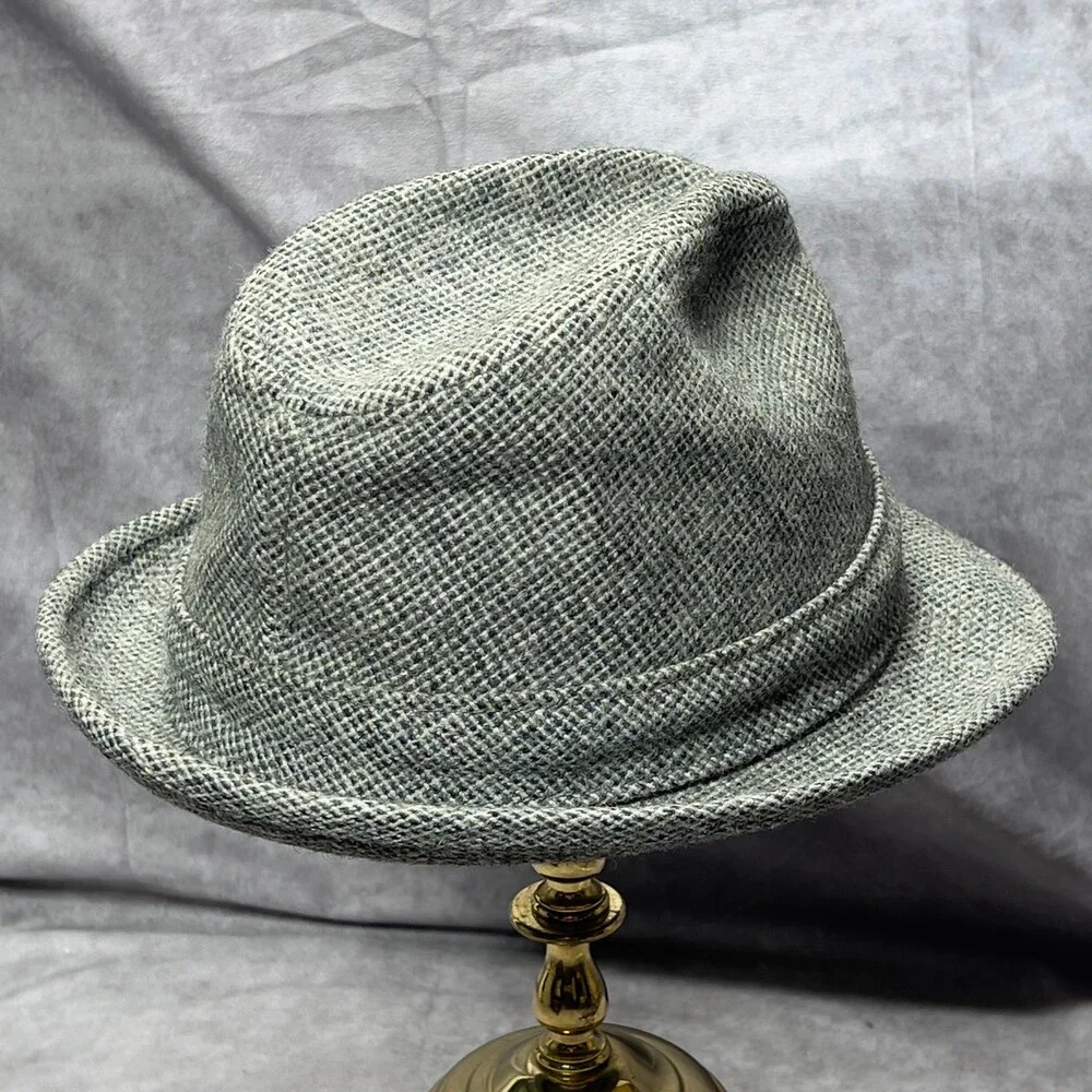Vintage Resistol Fedora Hat Mens 7 3/8 Gray Wool Tweed Self-Conforming 1960s
